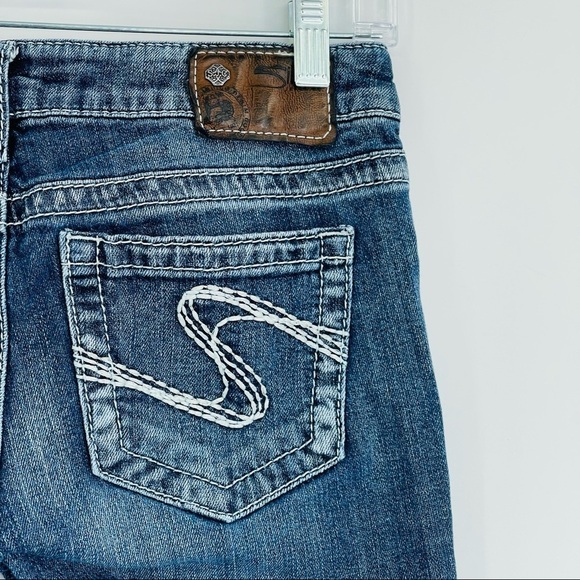 Silver Aiko Bootcut Jeans Size 27 Thick Stitch Cowboy‎ Rodeo Distressed - Picture 3 of 11